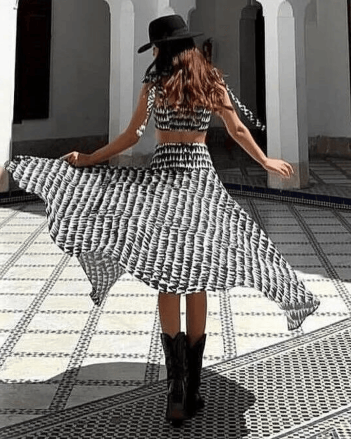 PRINTED CROP TOP AND MIDI SKIRT SET