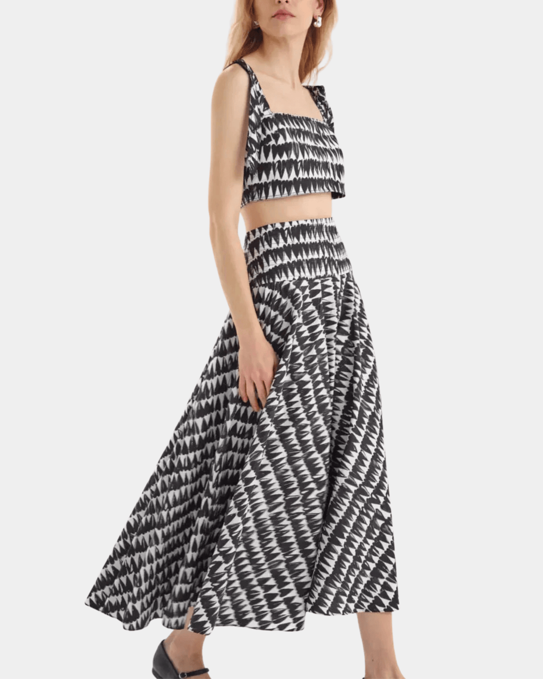 PRINTED CROP TOP AND MIDI SKIRT SET