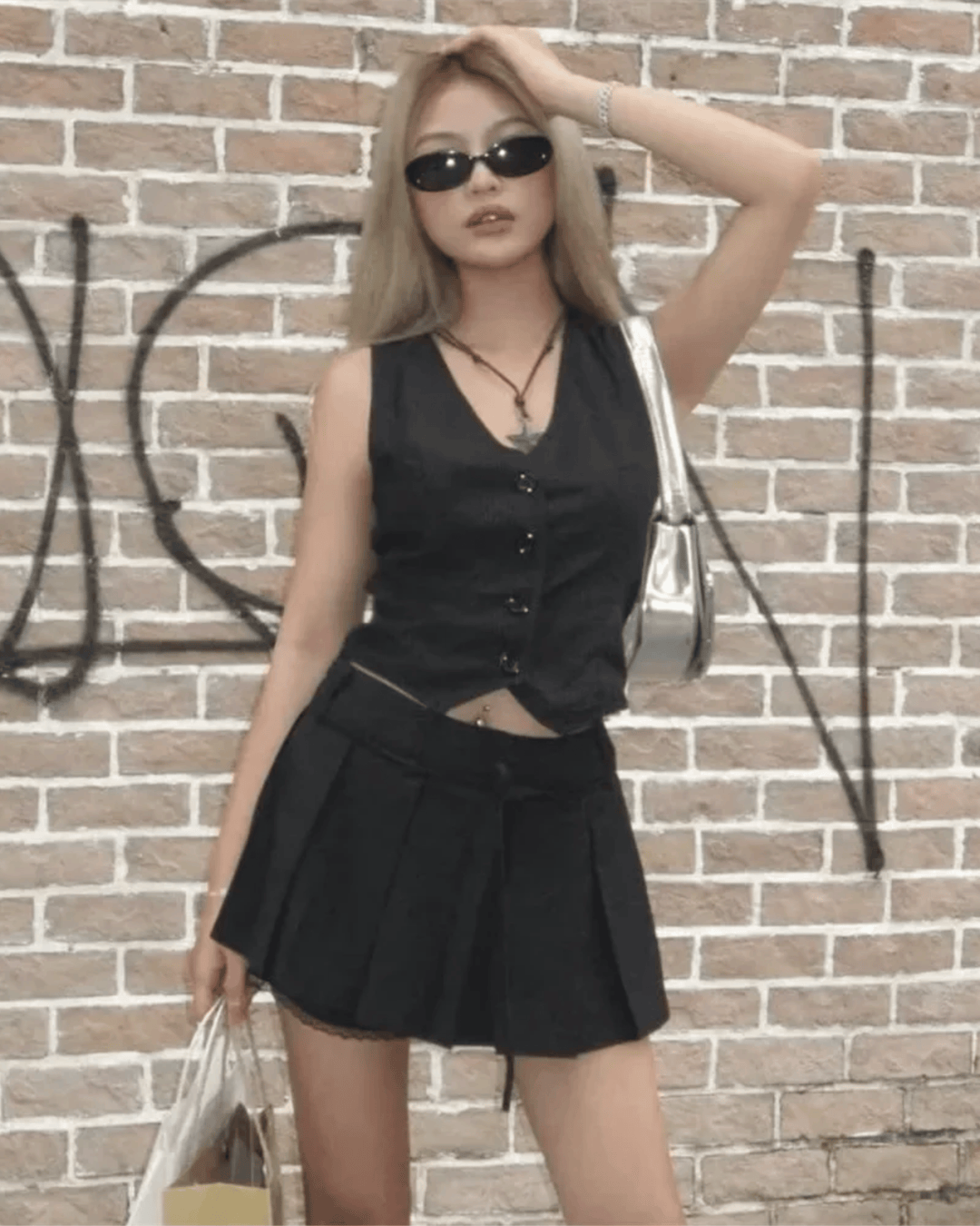 CLASSIC VEST AND PLEATED SKIRT SET