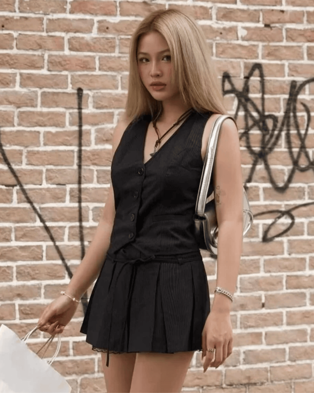 CLASSIC VEST AND PLEATED SKIRT SET