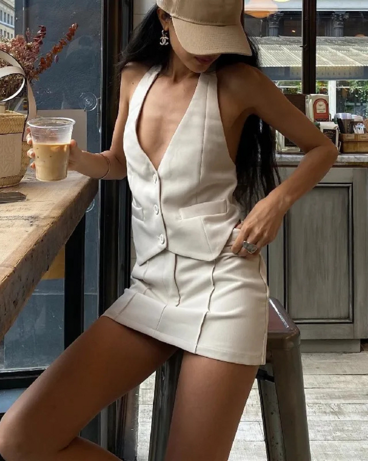 HALTER VEST MINI DRESS