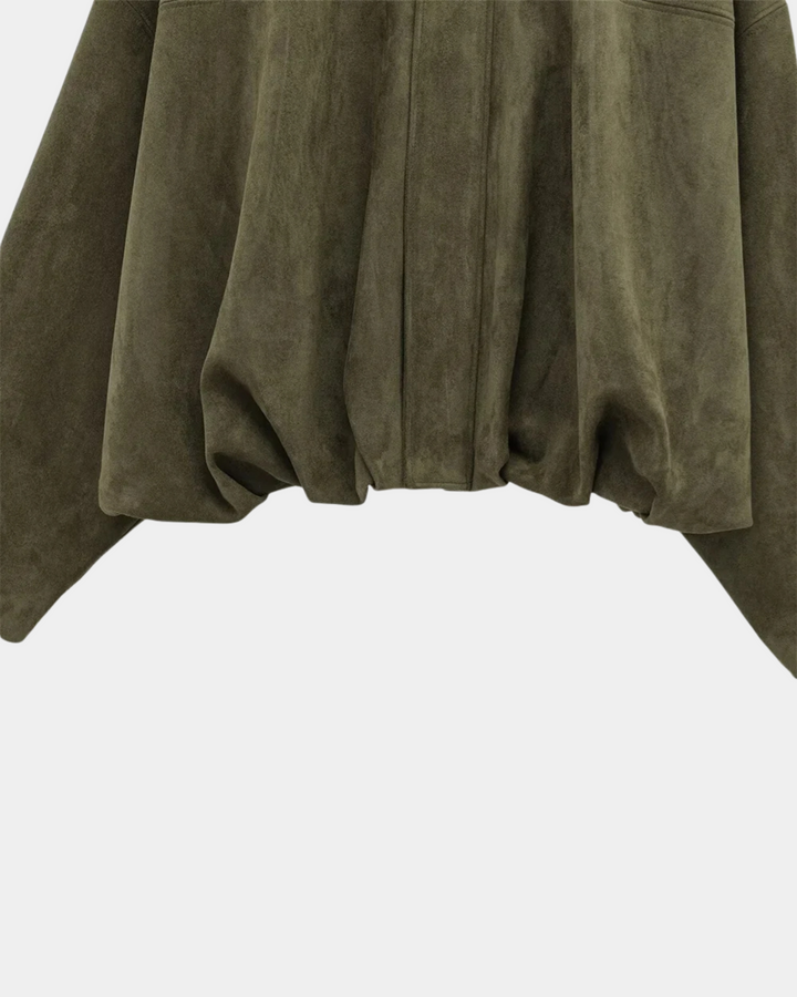 OLIVE SUEDE BOMBER JACKET