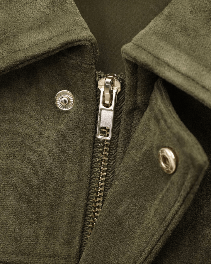 OLIVE SUEDE BOMBER JACKET