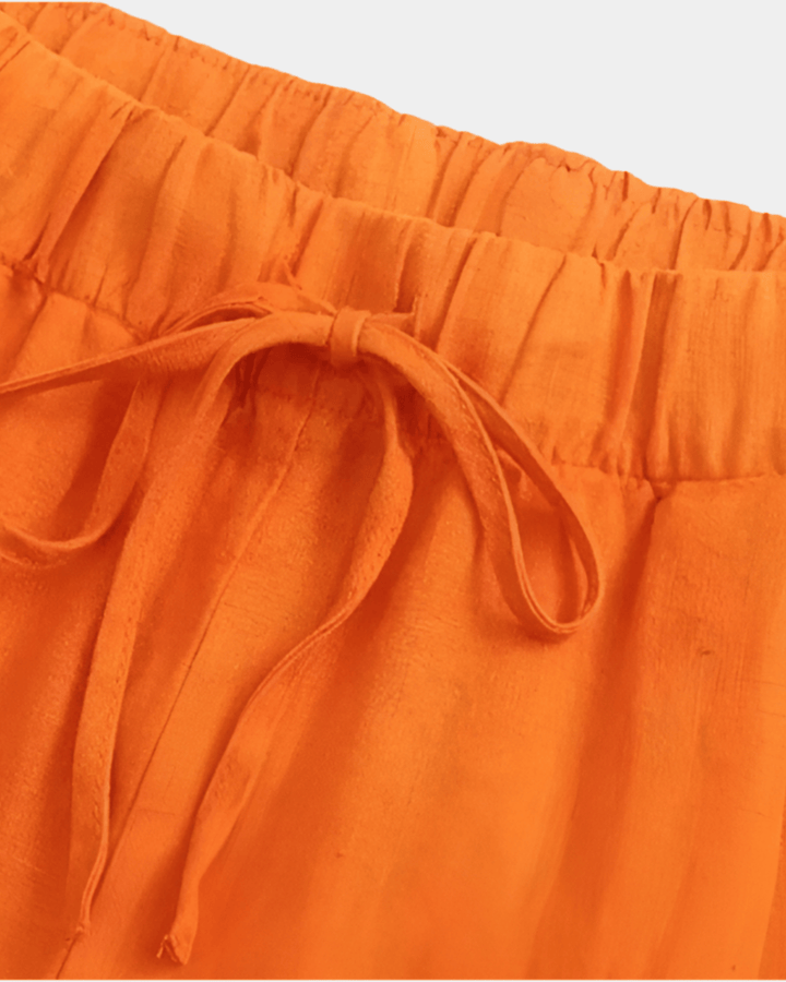 WIDE LEG DRAWSTRING LINEN TROUSERS
