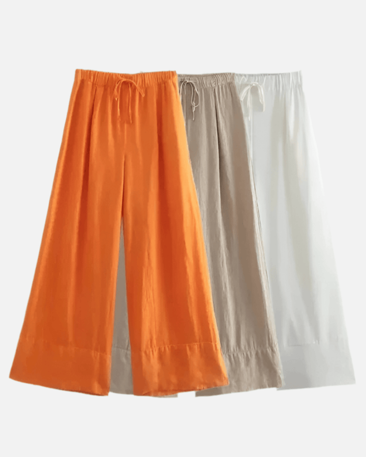 WIDE LEG DRAWSTRING LINEN TROUSERS