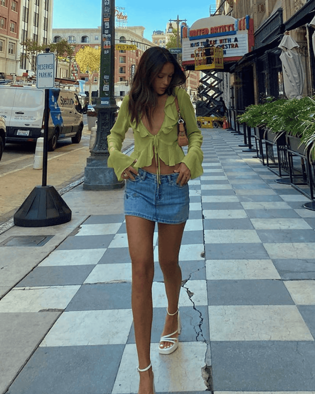 RUFFLED TIE-FRONT BLOUSE