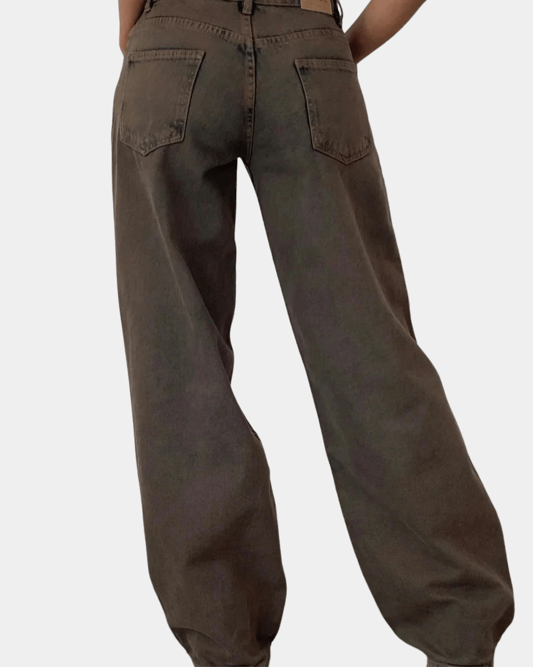 DARK BROWN STRAIGHT-LEG JEANS