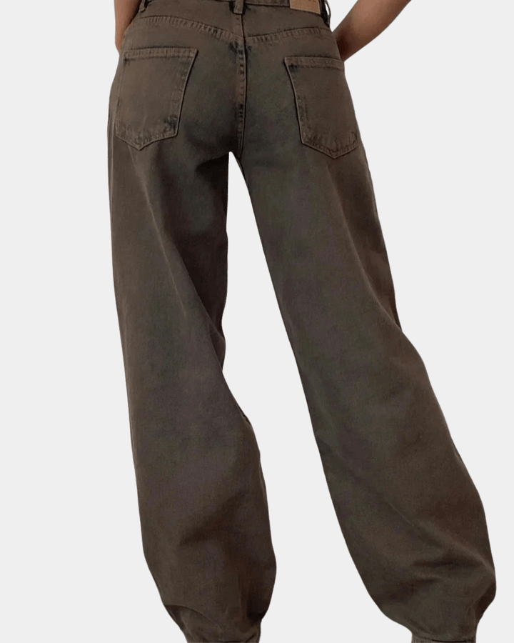 DARK BROWN STRAIGHT-LEG JEANS