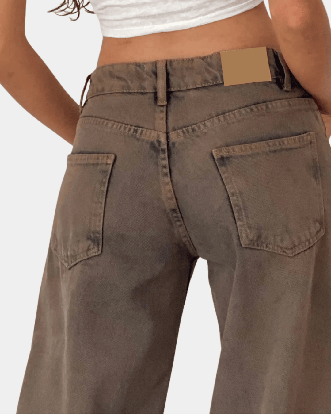 DARK BROWN STRAIGHT-LEG JEANS