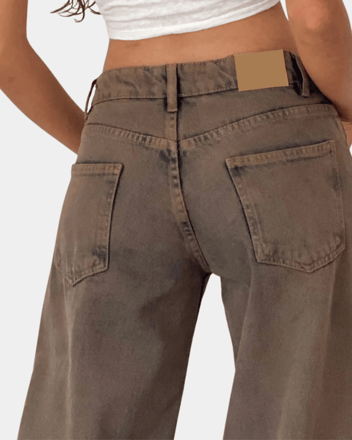 DARK BROWN STRAIGHT-LEG JEANS