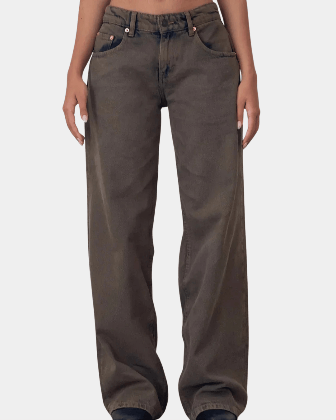 DARK BROWN STRAIGHT-LEG JEANS