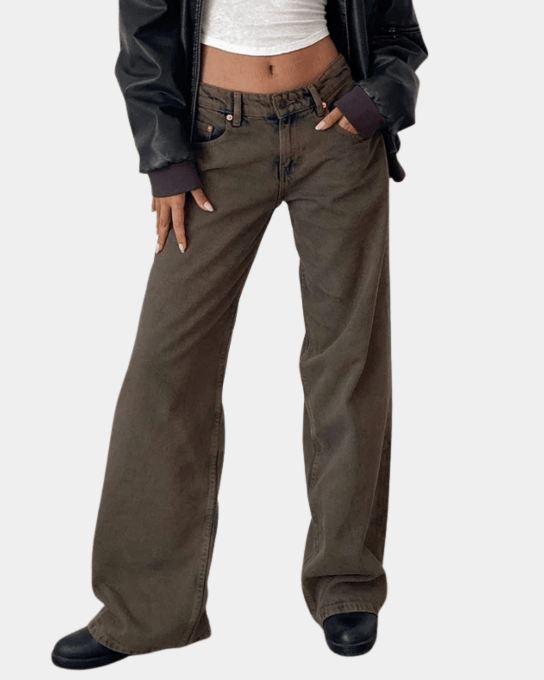 DARK BROWN STRAIGHT-LEG JEANS