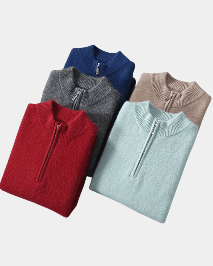 KLASSISCHER STRICKPULLOVER MIT ZIPP-AUSSCHNITT
