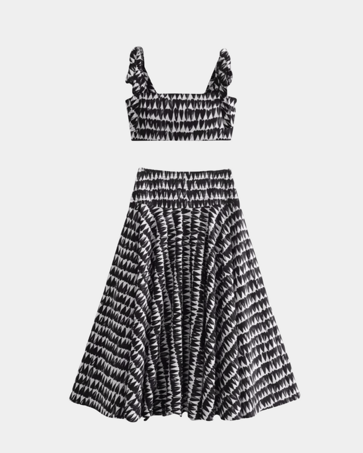 PRINTED CROP TOP AND MIDI SKIRT SET