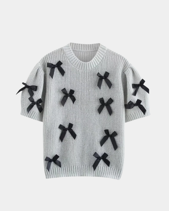 BOW EMBELLISHED KNIT TOP
