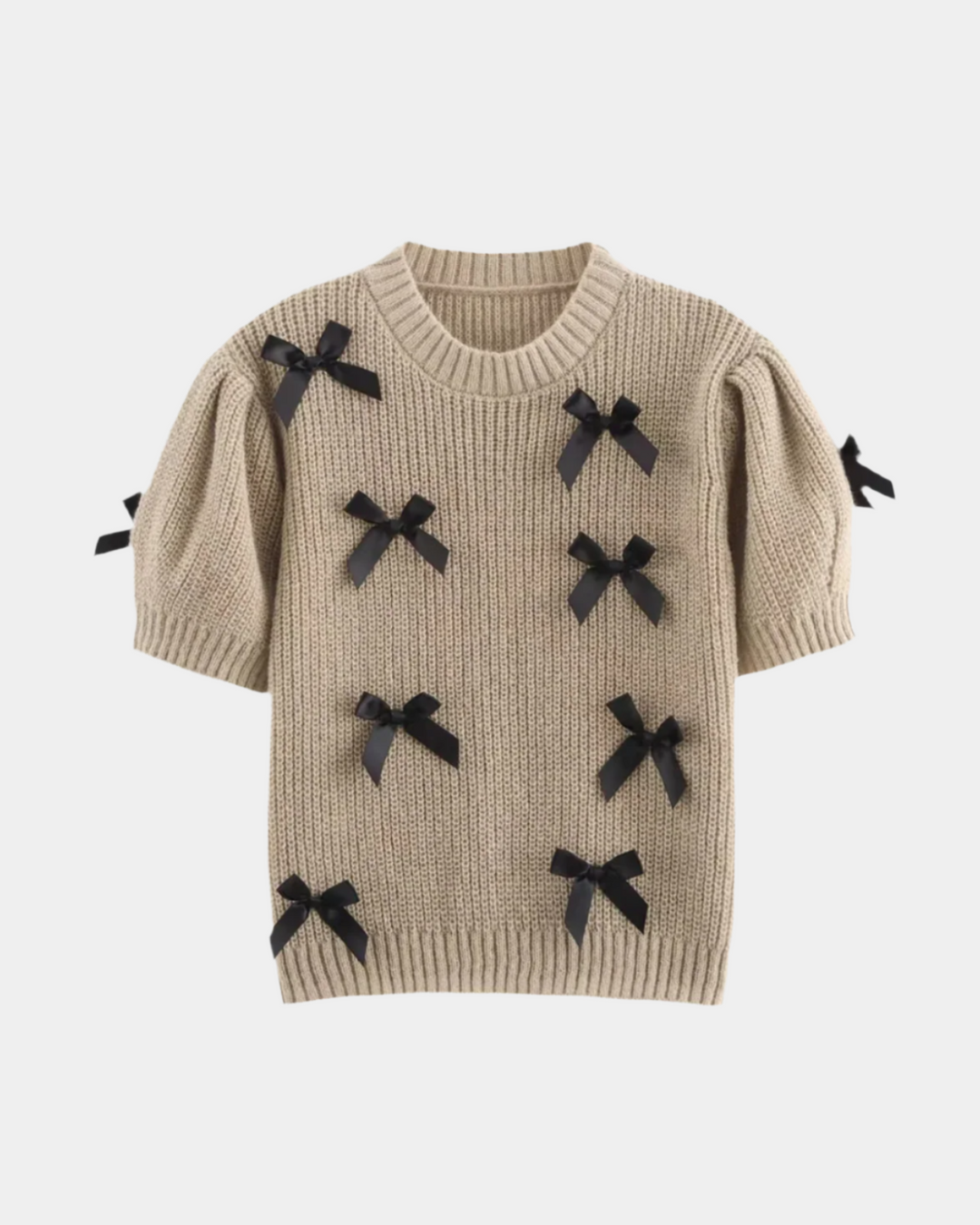 BOW EMBELLISHED KNIT TOP