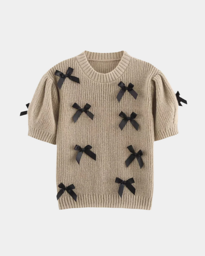 BOW EMBELLISHED KNIT TOP