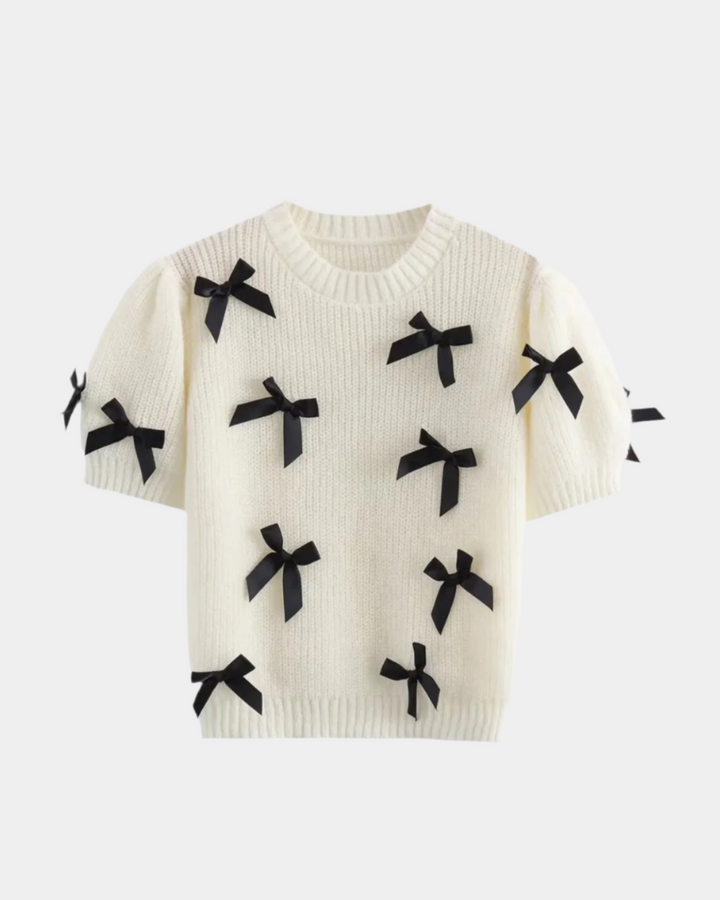 BOW EMBELLISHED KNIT TOP