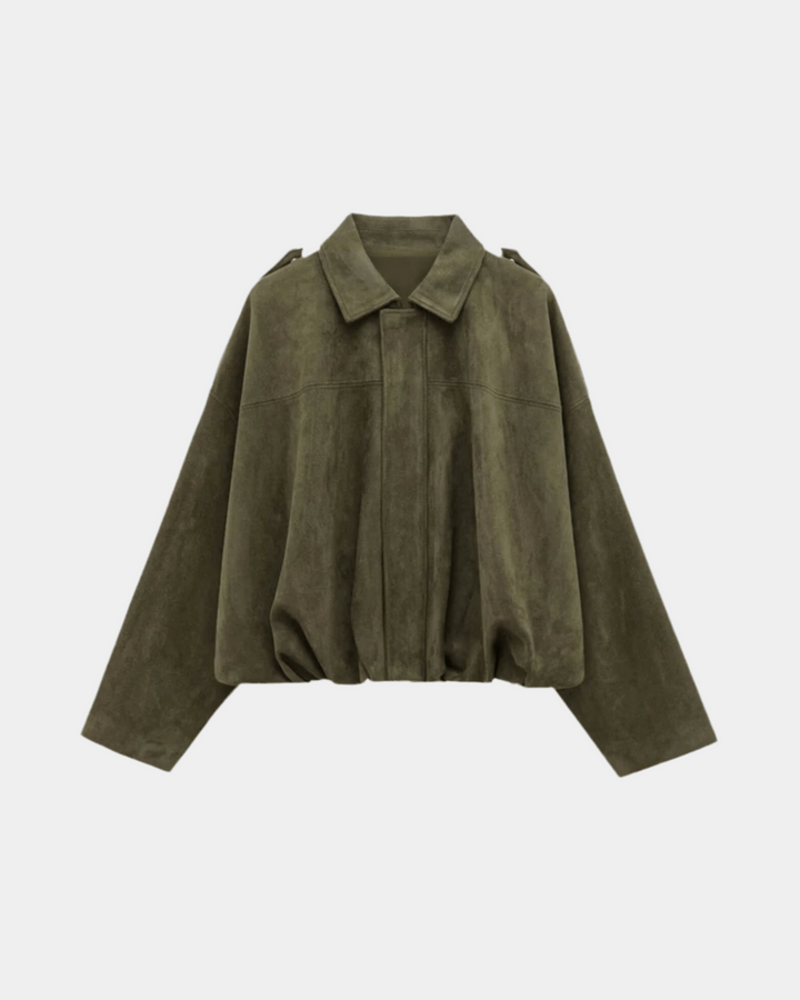 OLIVE SUEDE BOMBER JACKET