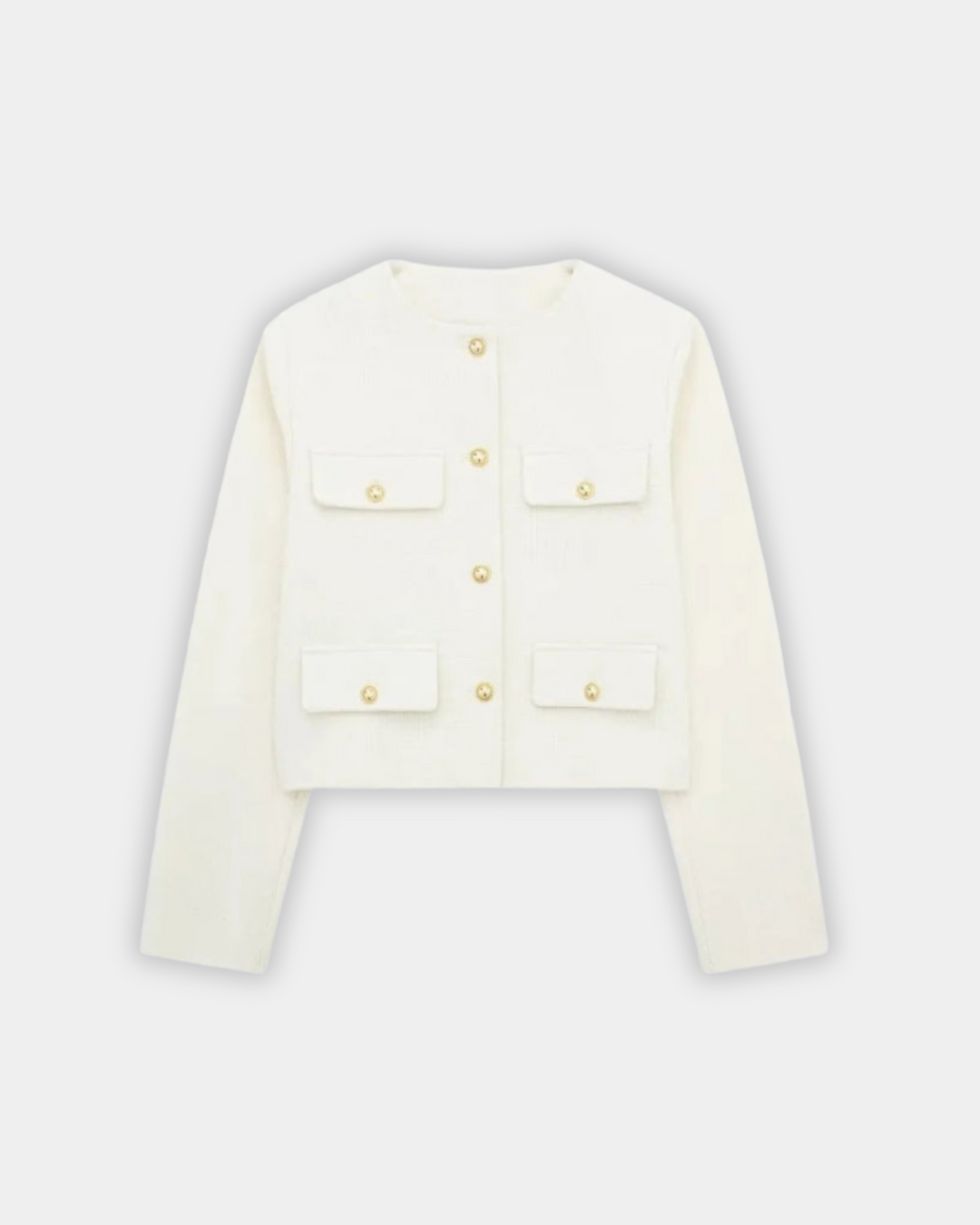 STRUCTURED GOLD-BUTTON CARDIGAN