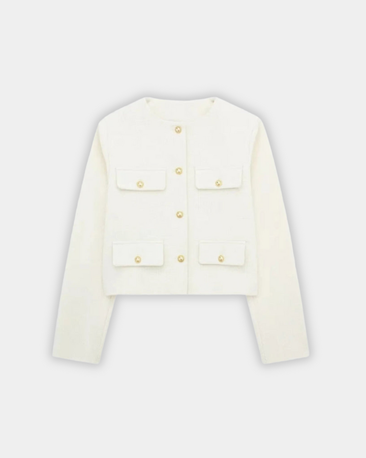 STRUCTURED GOLD-BUTTON CARDIGAN