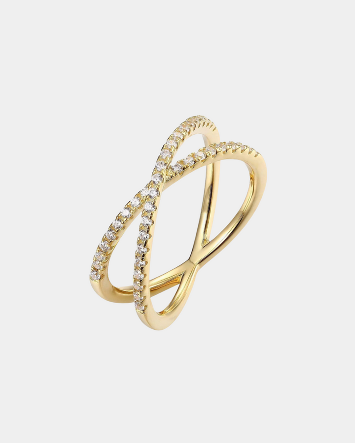 ELEGANT CROSS-BAND DIAMOND RING
