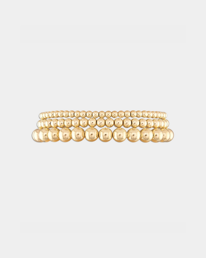 STACKED GOLD BALL BRACELET SET