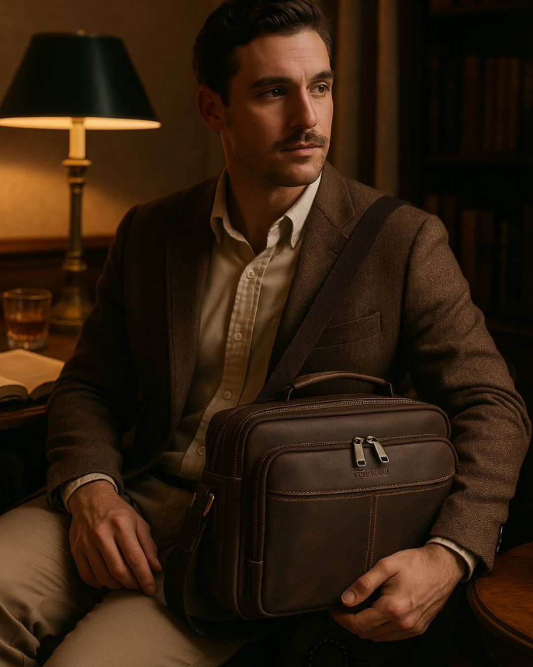 EXECUTIVE VINTAGE LEATHER LAPTOP BRIEFCASE