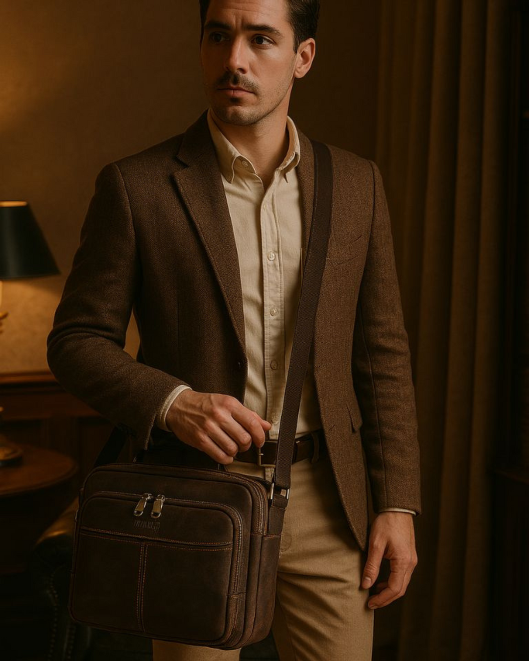 EXECUTIVE VINTAGE LEATHER LAPTOP BRIEFCASE