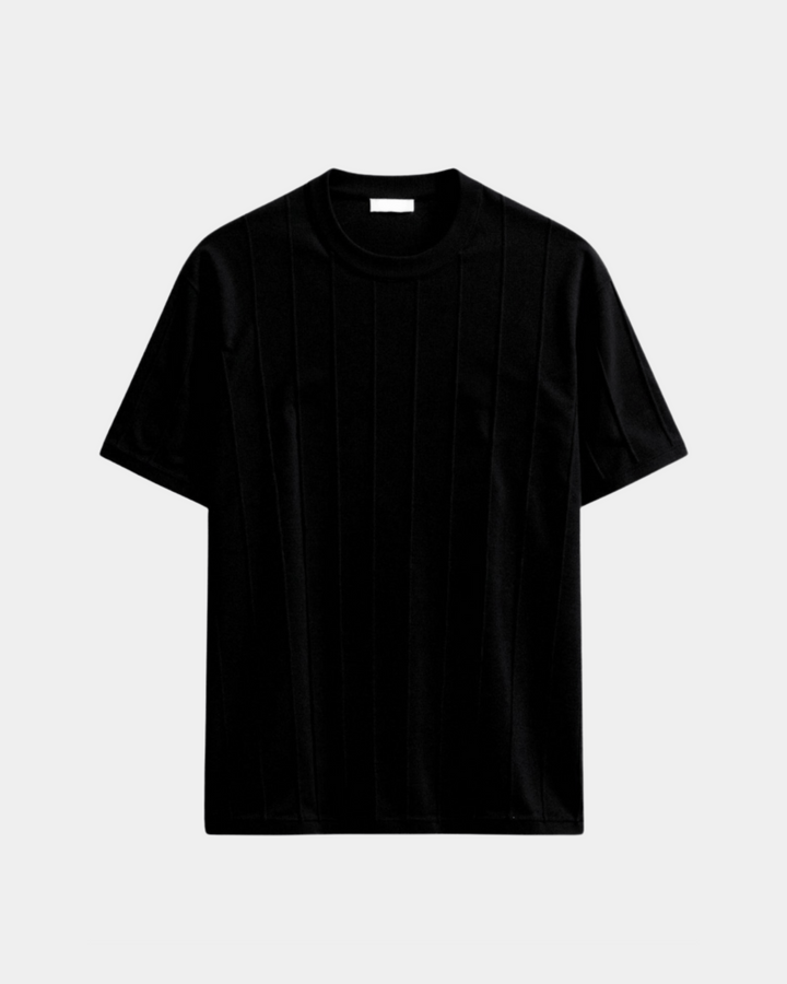 T-SHIRT MIT STRUKTURIERTEM STRICK UND RUNDHALSAUSSCHNITT