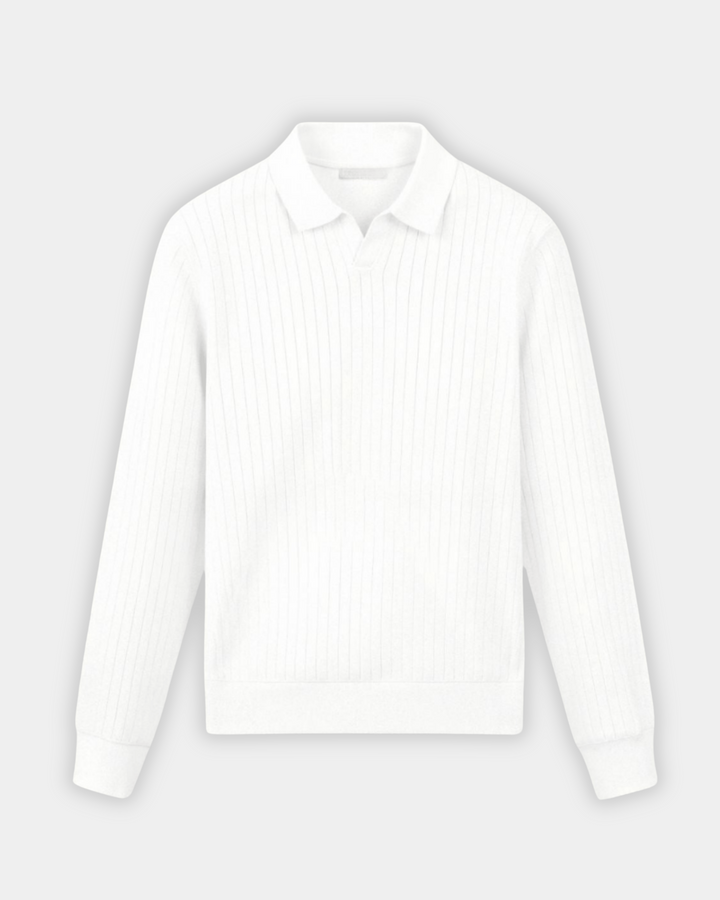 ELEGANT RIBBED LONG SLEEVE POLO