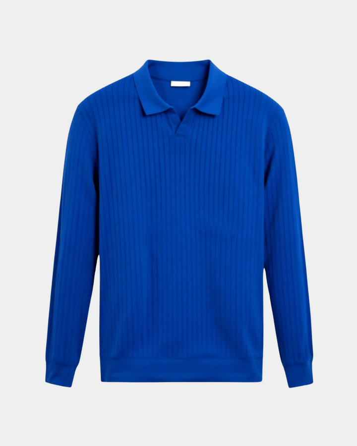 ELEGANT RIBBED LONG SLEEVE POLO