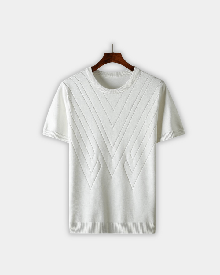 MAGLIONE A MANICHE CORTE CON MOTIVO CHEVRON