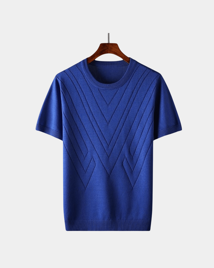 MAGLIONE A MANICHE CORTE CON MOTIVO CHEVRON