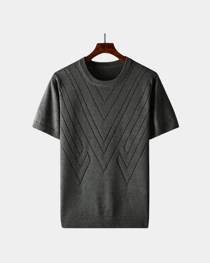 MAGLIONE A MANICHE CORTE CON MOTIVO CHEVRON