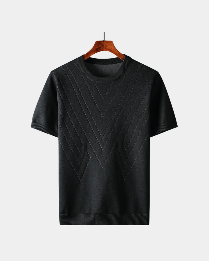 MAGLIONE A MANICHE CORTE CON MOTIVO CHEVRON