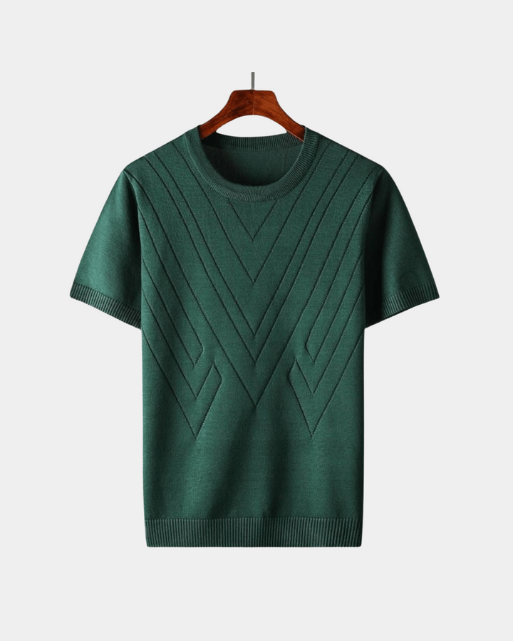 MAGLIONE A MANICHE CORTE CON MOTIVO CHEVRON
