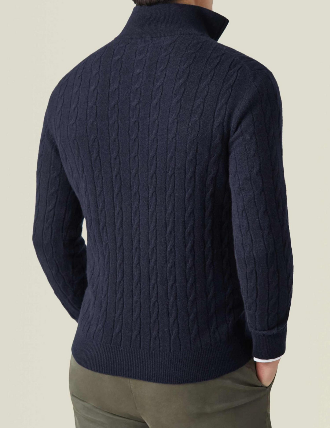 Men's Cable Knit Zipper Sweater – Adjustable Warmth & Textured Comfort