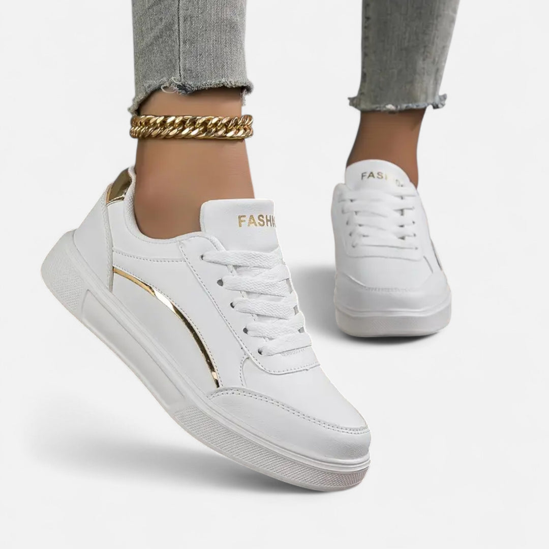 NOMU Lifestyle | Women’s Lace-Up Sneakers – Golden Elegance