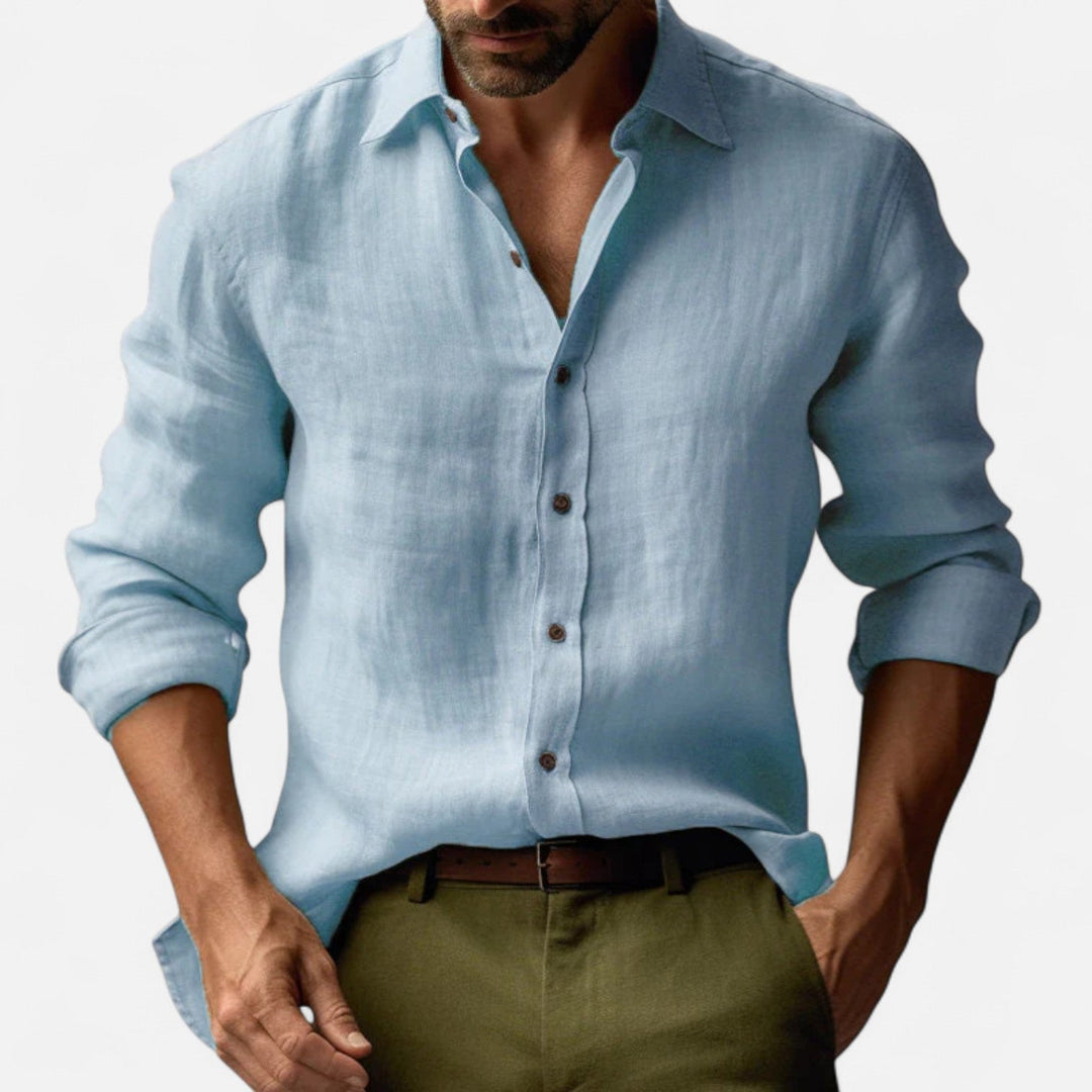 Men’s Vintage Linen Long Sleeve Shirt – Heritage-Inspired Refinement