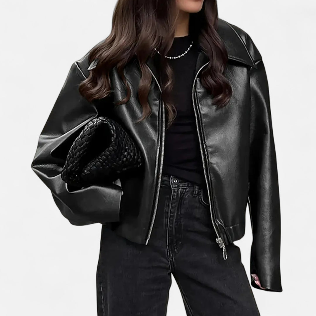 NOMU Lifestyle | Women’s Retro PU Leather Jacket – Timeless Elegance
