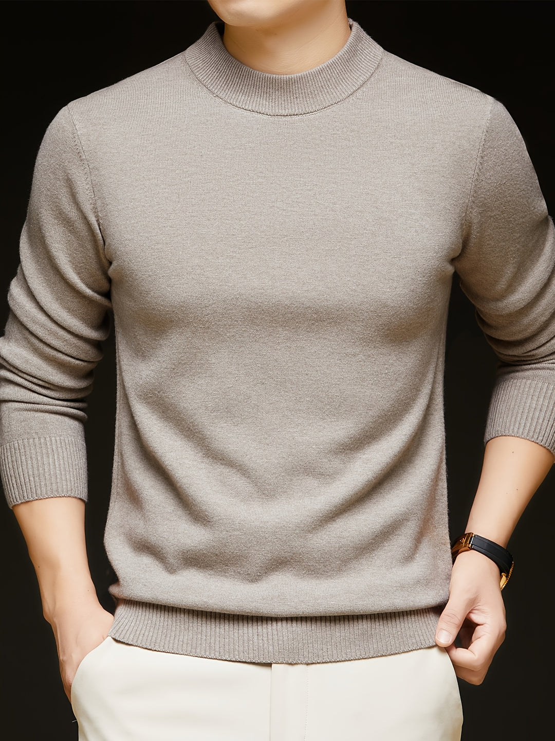Men’s Pullover Sweater – Soft High-Neck Casual Warmth