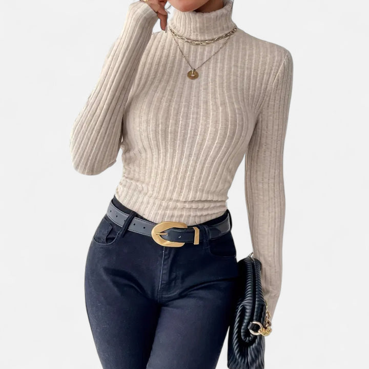 NOMU Lifestyle | Women’s High Neck Knit Sweater – Heritage Elegance