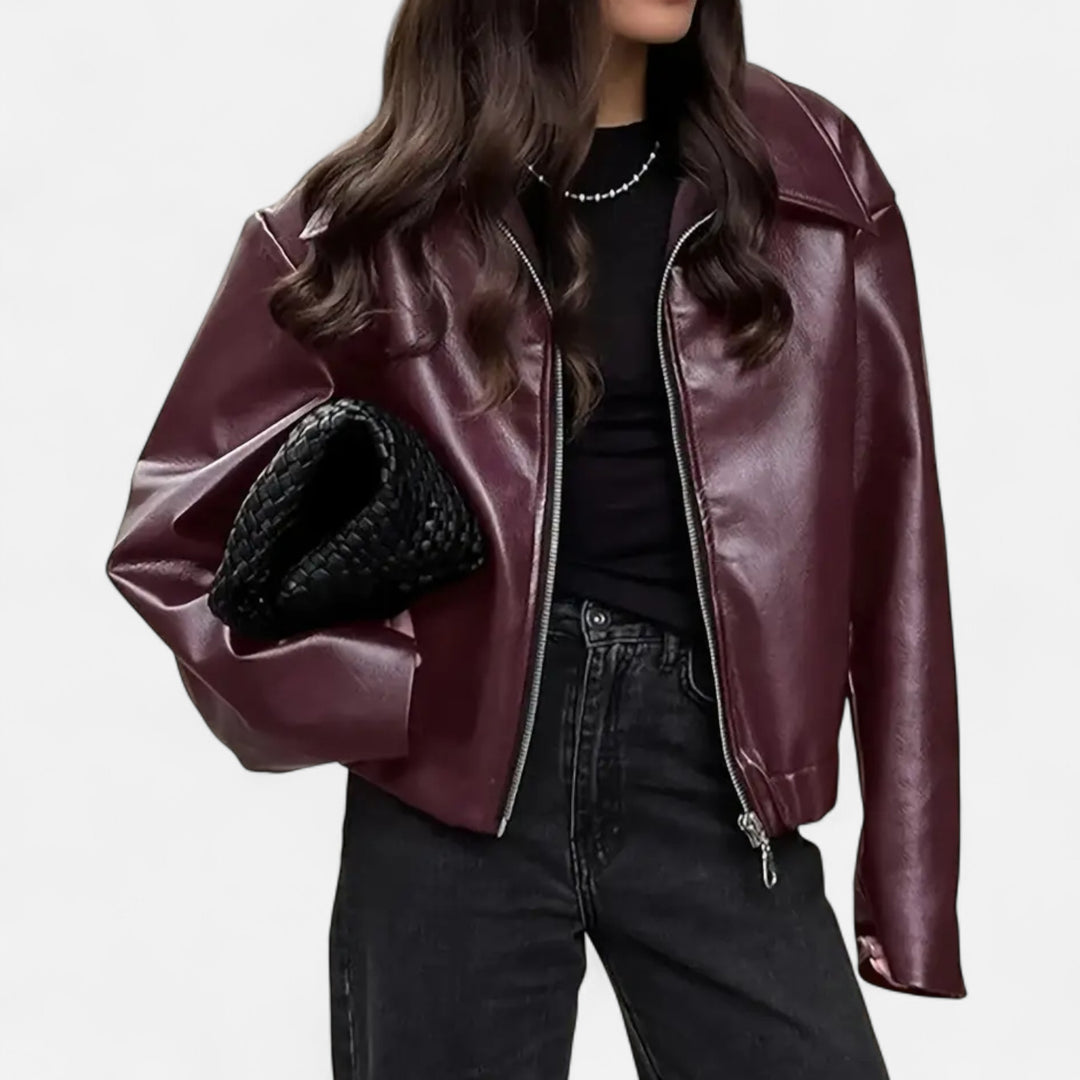 NOMU Lifestyle | Women’s Retro PU Leather Jacket – Timeless Elegance