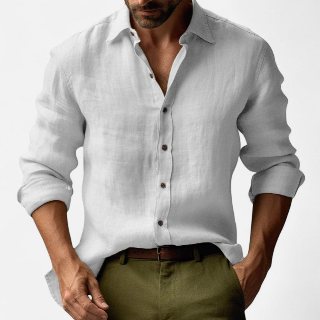 Men’s Vintage Linen Long Sleeve Shirt – Heritage-Inspired Refinement