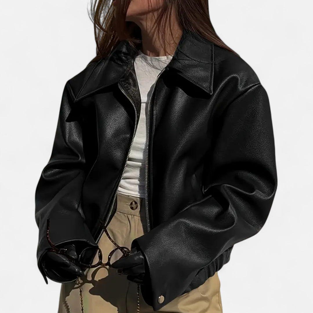 NOMU Lifestyle | Women’s Retro PU Leather Jacket – Timeless Elegance