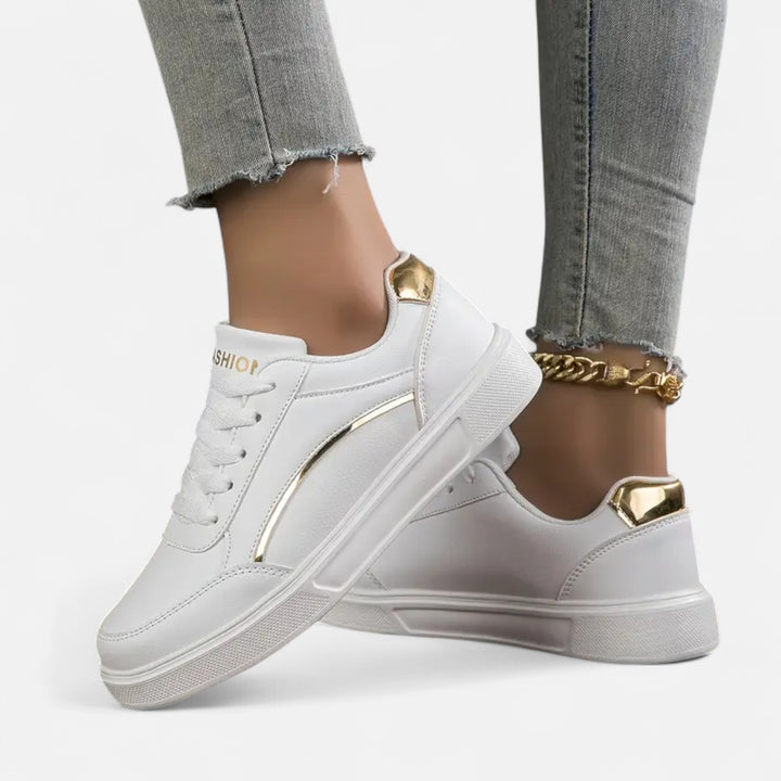 NOMU Lifestyle | Women’s Lace-Up Sneakers – Golden Elegance