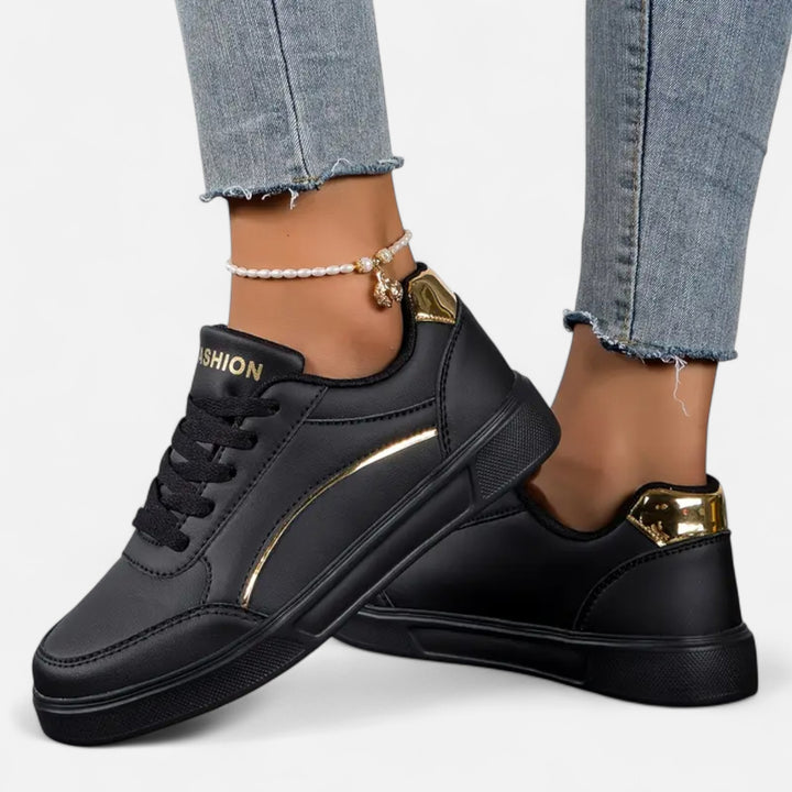 NOMU Lifestyle | Women’s Lace-Up Sneakers – Golden Elegance